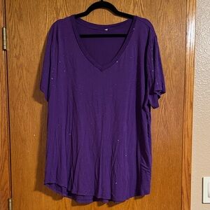 Purple V-Neck Women's Top 3XL